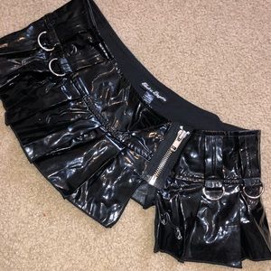 M\L Electric Lingerie Black Pleated Leather Skirt